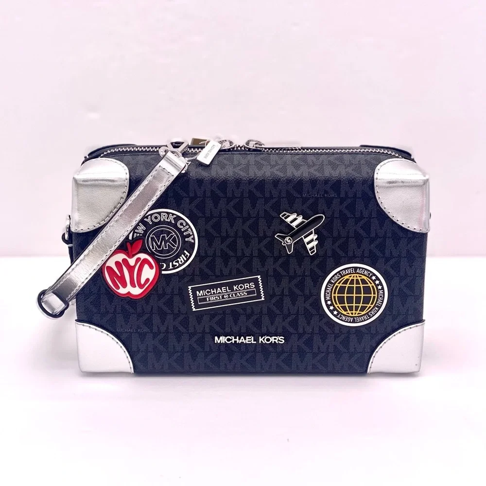Michael Kors Jeanie Small Embellished Signature Logo Crossbody Bag Black